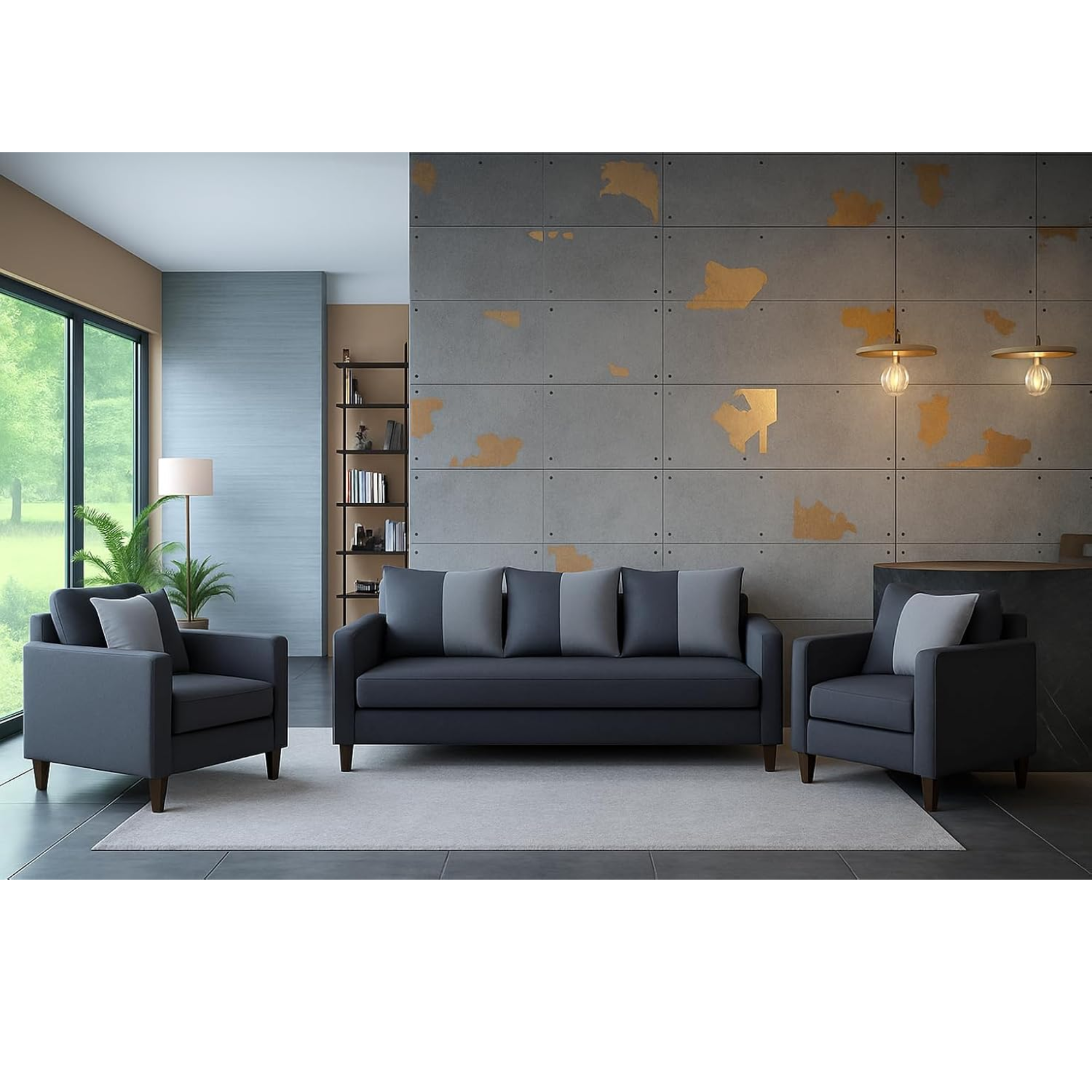 FURNY Premium Orion 5 Seater Fabric 3+1+1 Sofa Set...