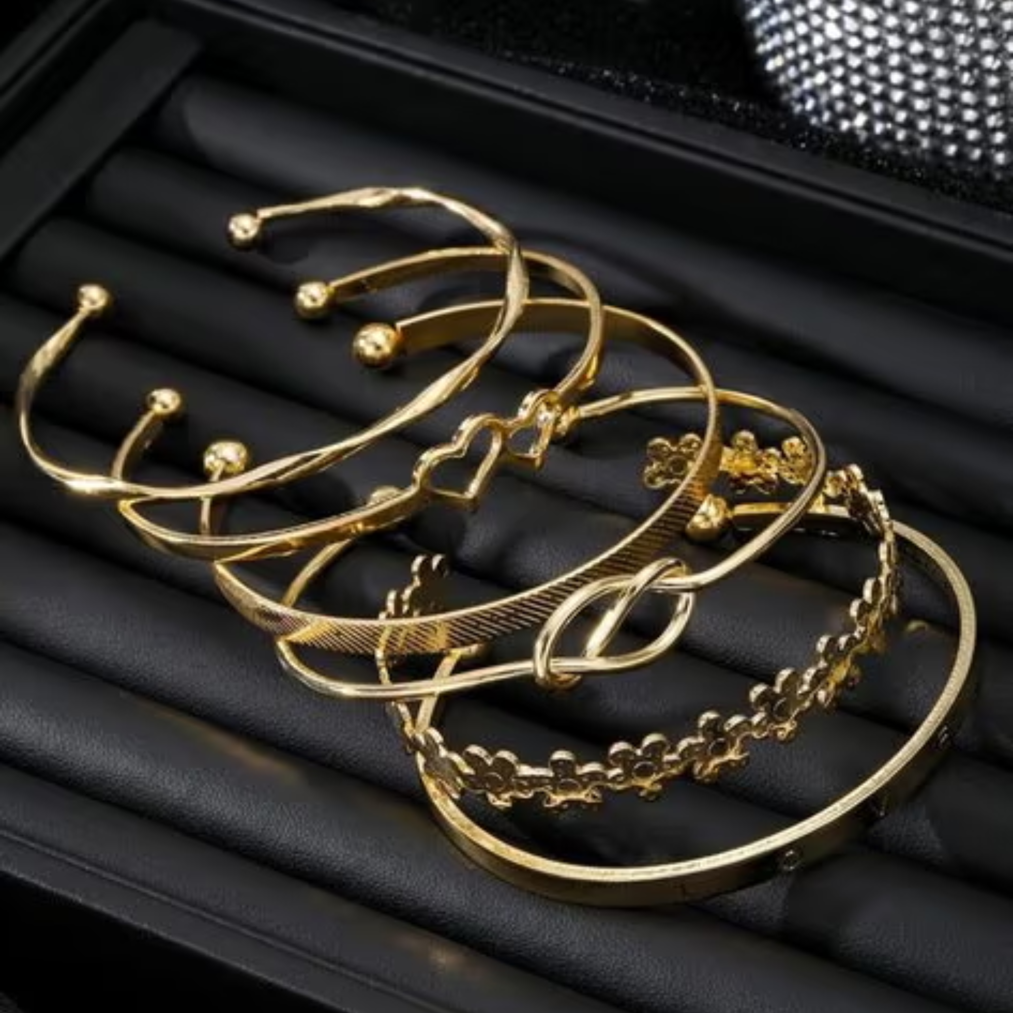 JEWELS GALAXY Women Set of 6 Gold-Plated Link Brac...