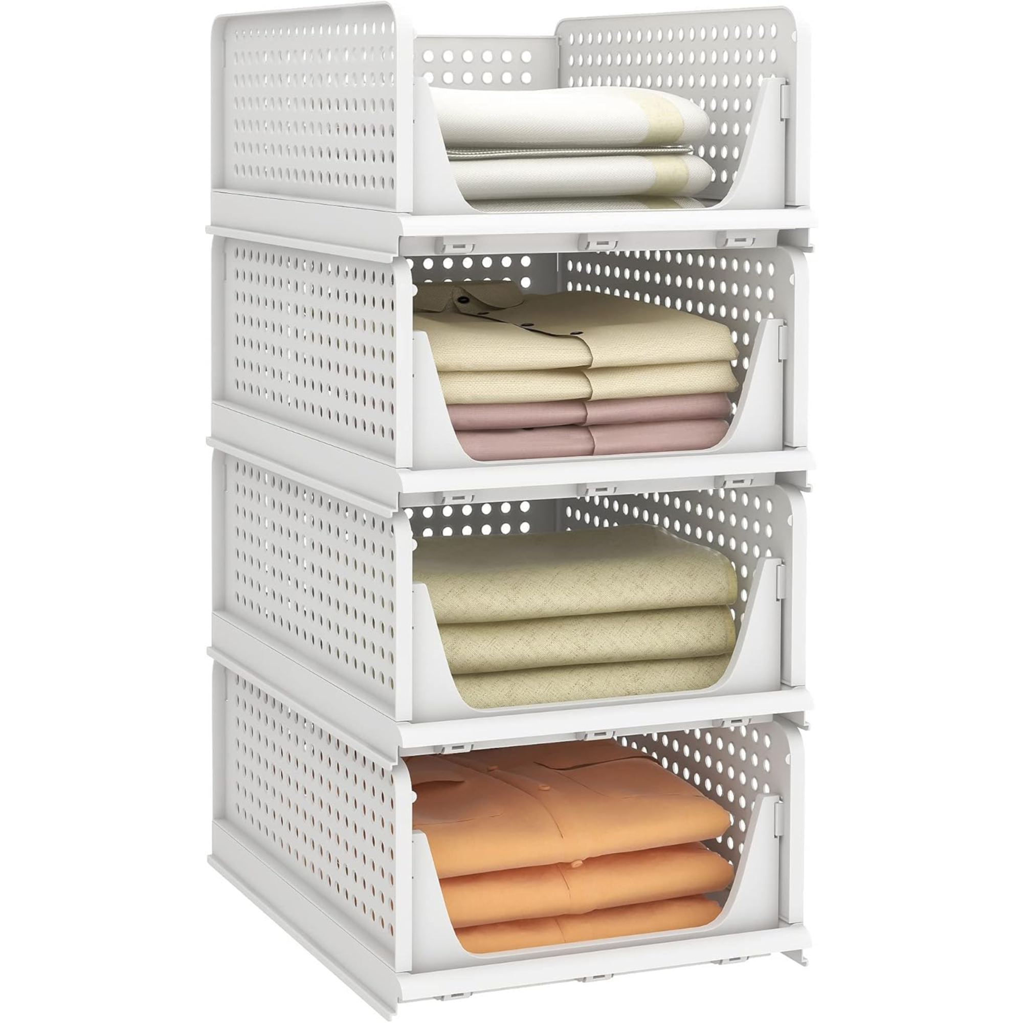 HOMIFLY 4 Pieces Stackable Wardrobe Organizer for...