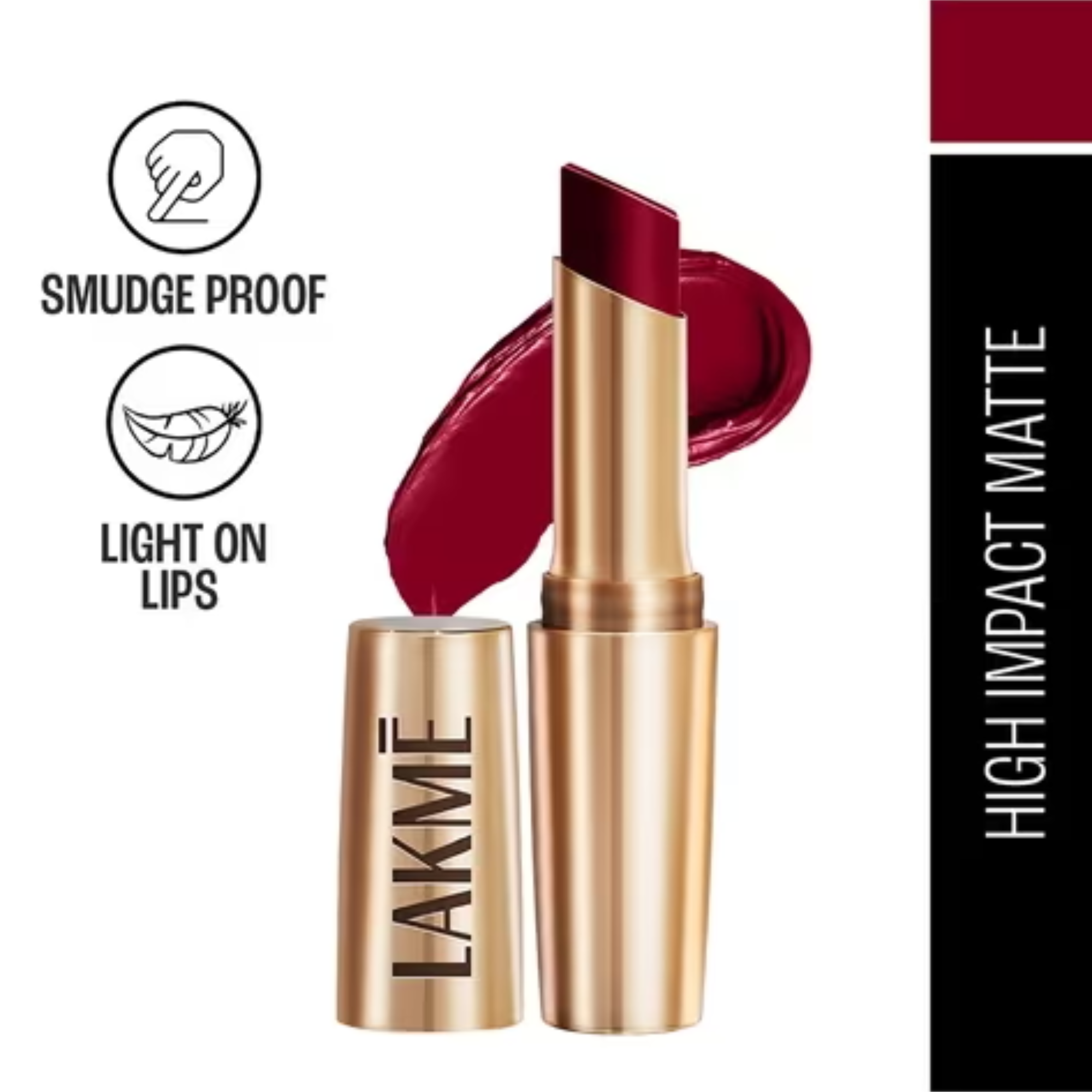 LAKME 9 to 5 Powerplay Priming Matte Lipstick Lasts 16hrs - Burgundy Passion | 3.6 gm