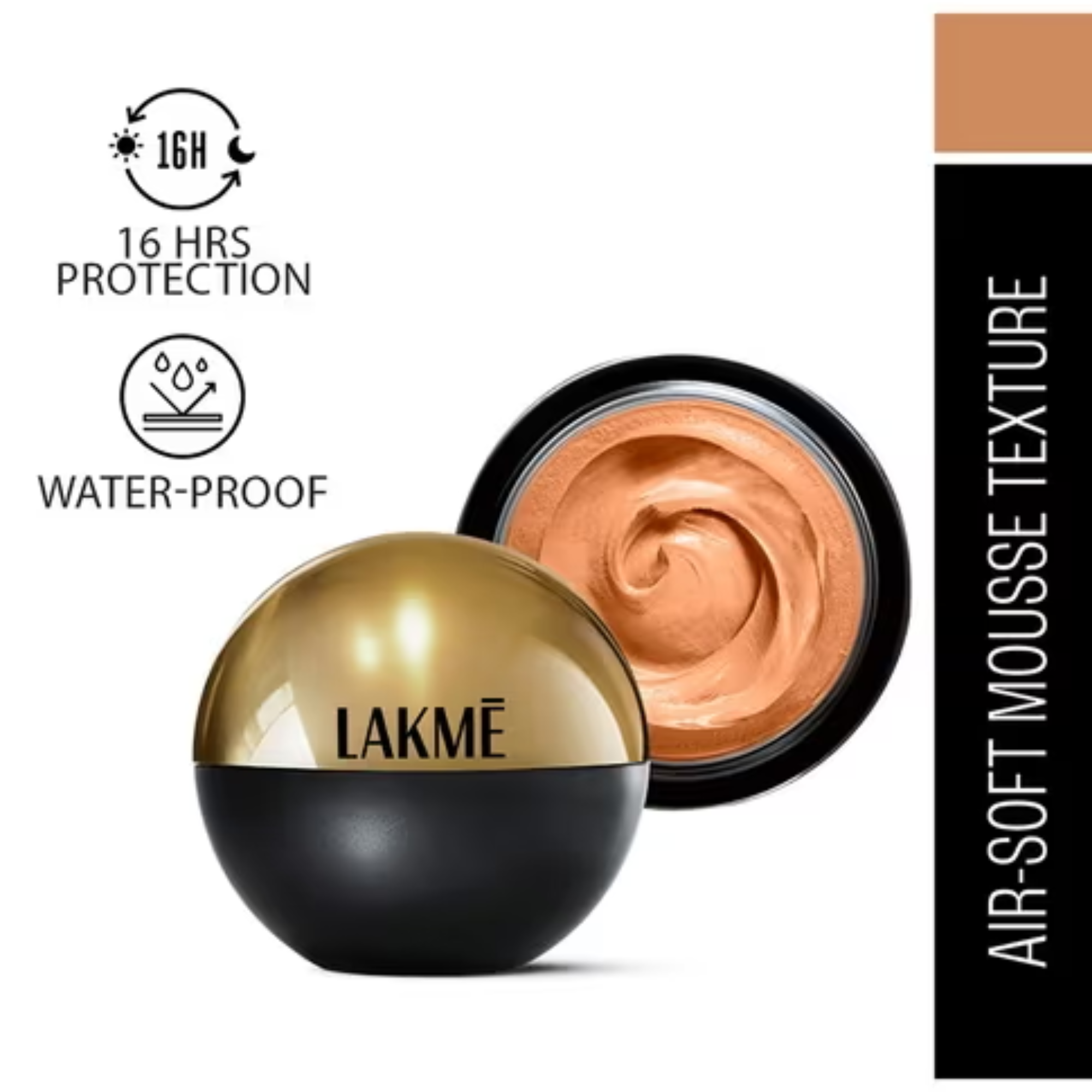 LAKME Xtraordin-airy Mattereal Mousse Foundation Matte Finish Has SPF8 - 03 Golden Sand